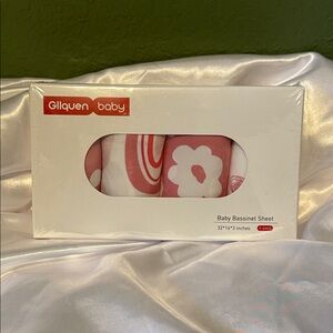 Bassinet Sheets, Set Of Four, Pink And White